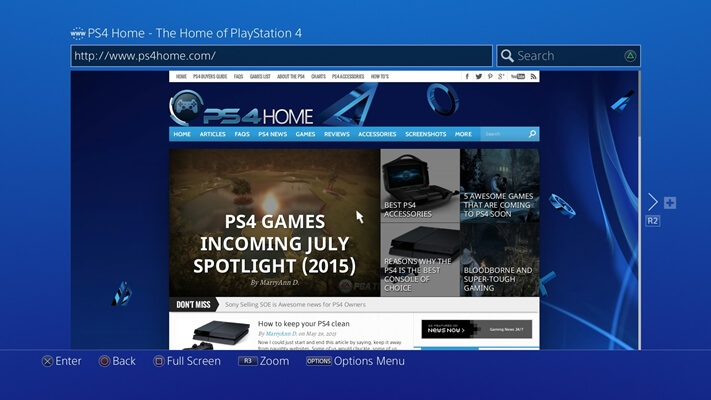 ps4 web browser