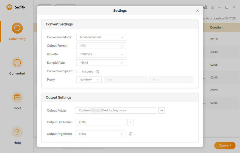 Choose MP3 as Output Format