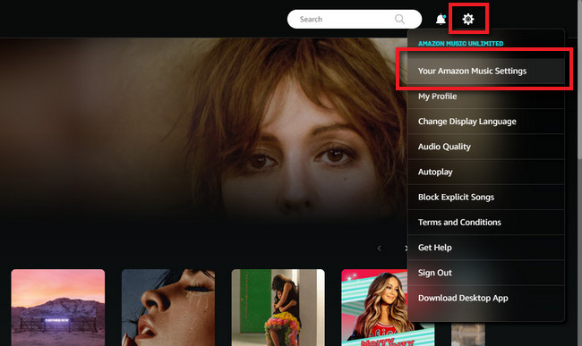 web amazon music setting