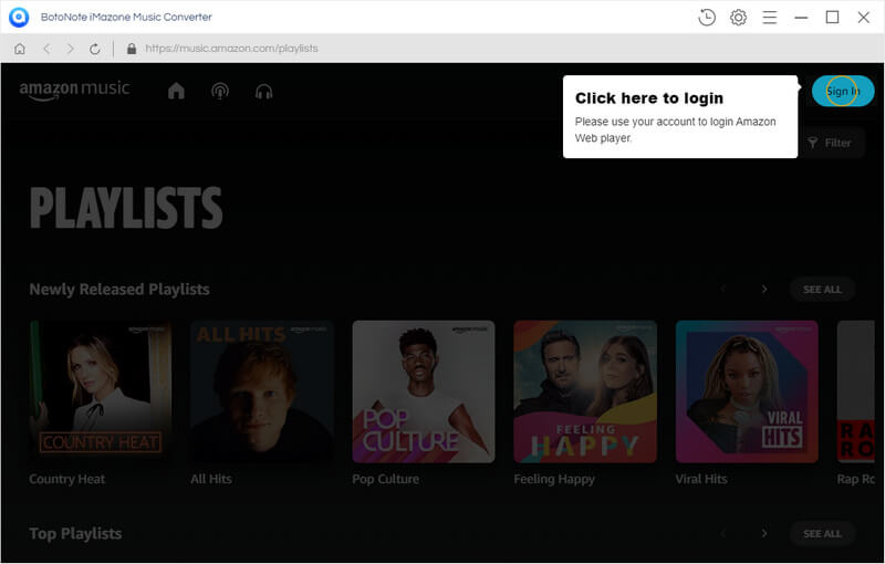 login amazon music